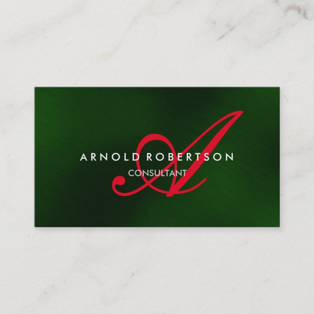 Modern Monogram Green Trendy Business Card (Front)