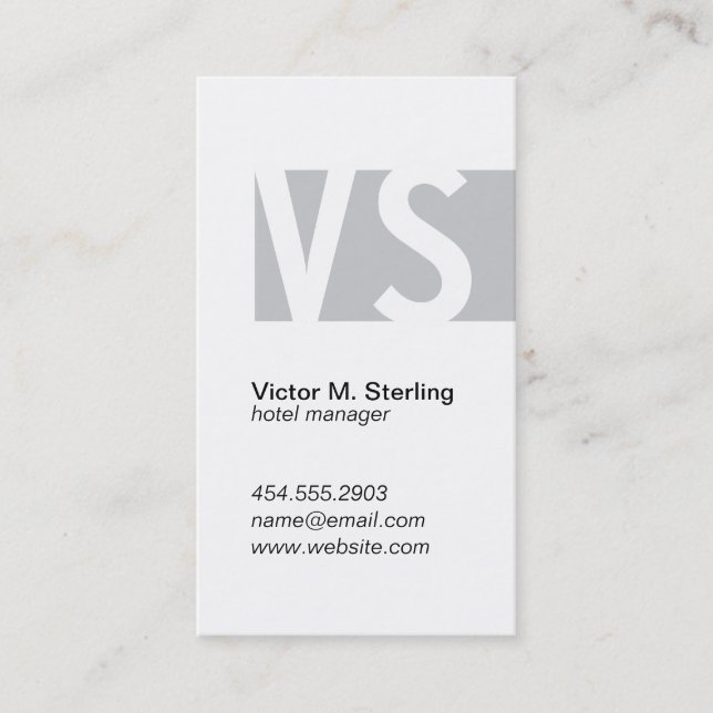 Modern Monogram (grey) Business Card (Front)