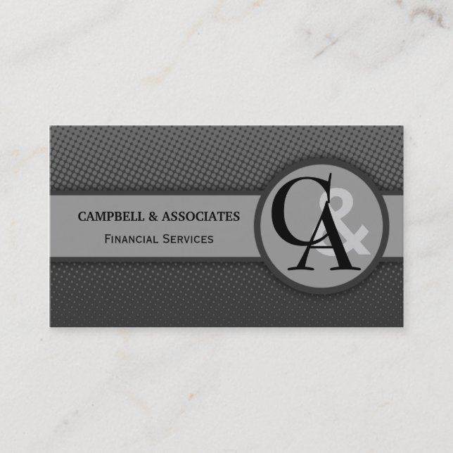 Modern Monogram Grey Business Cards (Front)