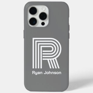 Modern Monogram Grey  iPhone 15 Pro Max Case