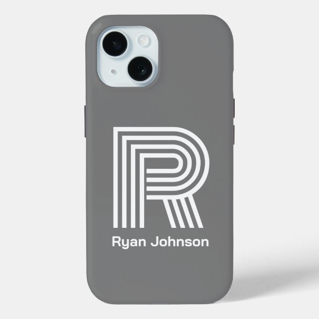 Modern Monogram Grey  Case-Mate iPhone Case (Back)