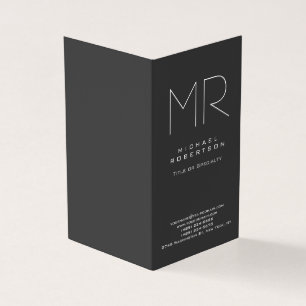 Modern Monogram Grey White Minimalist Business Card