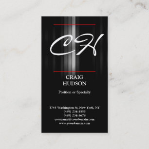 Modern Monogram Grey White Red Business Card