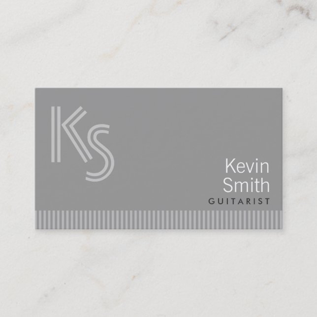 Modern Monogram Guitarist Business Card (Front)