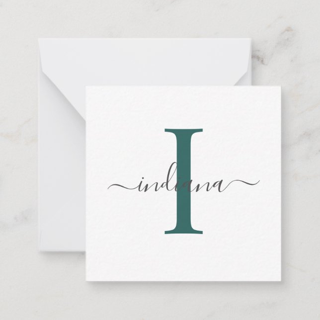 Modern Monogram Hand-Lettered Script Minimal Card (Back)