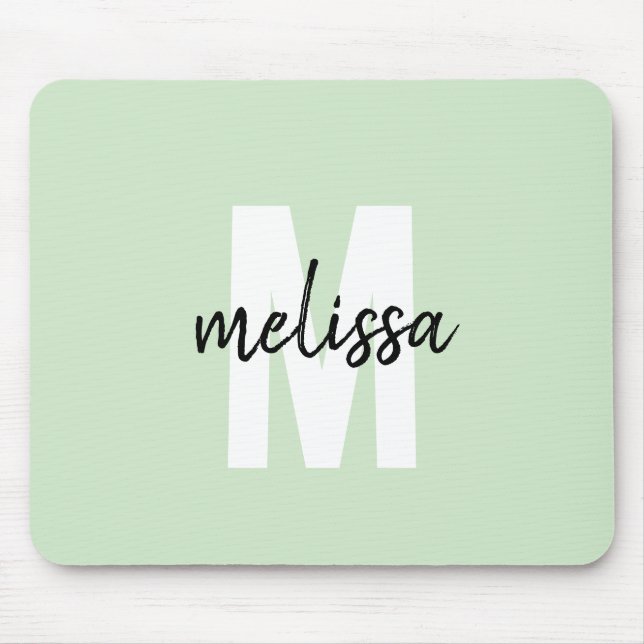 Modern Monogram Handwriting Brush Name Mouse Mat (Front)