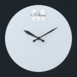 Modern Monogram Handwriting Calligraphy Name Large Clock<br><div class="desc">Simple modern monogram combined with handwriting calligraphy font.</div>