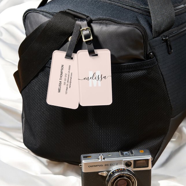 Modern Monogram Handwriting Name Luggage Tag (Creator Uploaded)