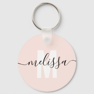 Modern Monogram Handwriting Script Name Simple Key Ring