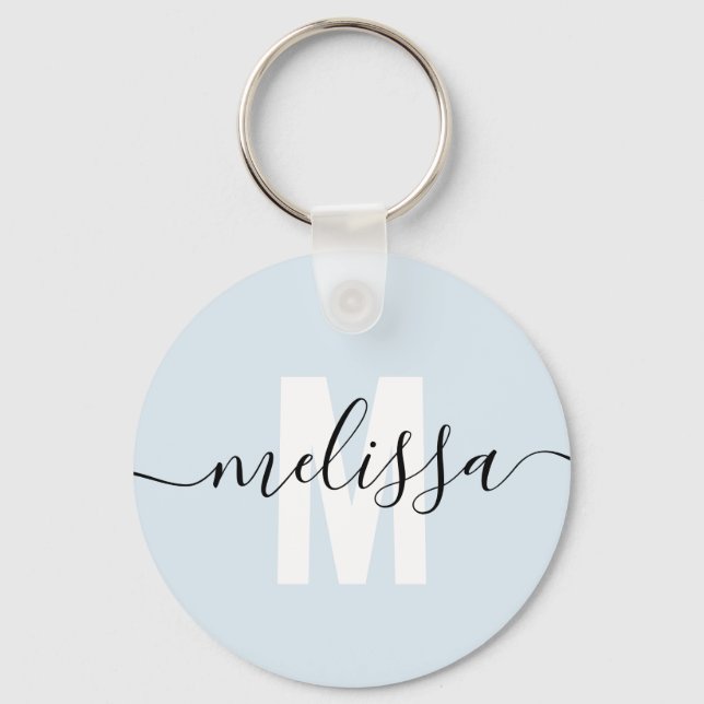 Modern Monogram Handwriting Script Name Simple Key Ring (Front)