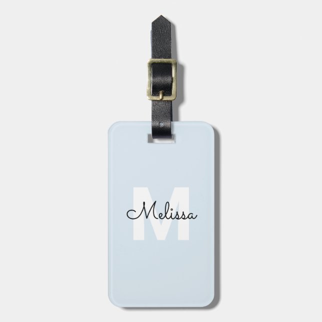 Modern Monogram Handwriting Script Name Simple Luggage Tag (Front Vertical)