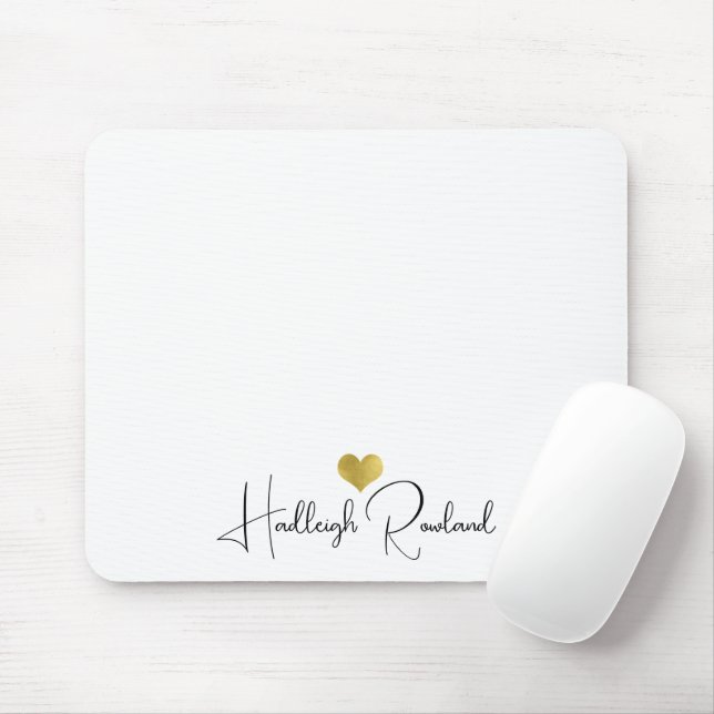 Modern Monogram Handwritten Script Name  Mouse Mat (With Mouse)