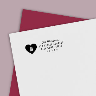 Modern Monogram Heart Family Home Address Self-inking Stamp