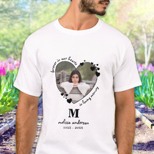 Modern Monogram Hearts Personalised Photo Memorial T-Shirt
