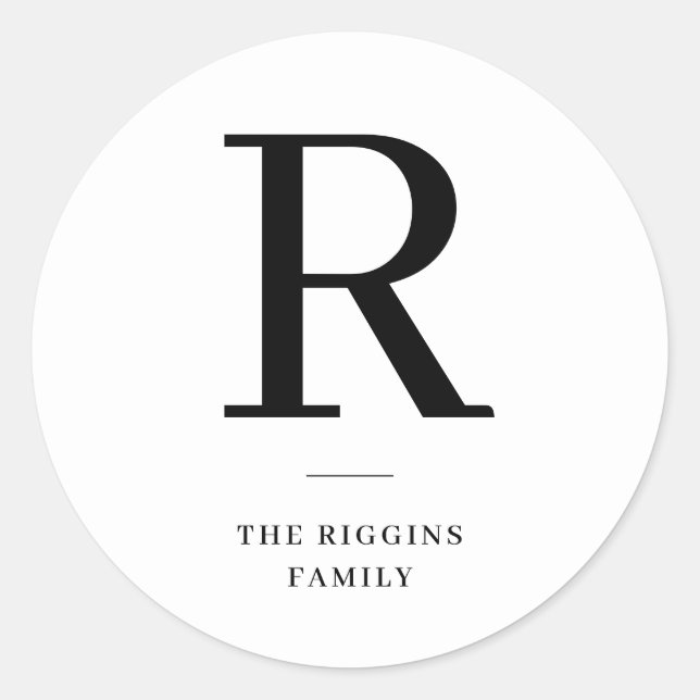 Modern Monogram holiday Classic Round Sticker (Front)