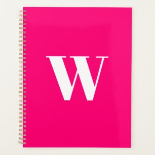 Modern monogram hot pink custom initial letter planner