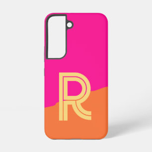 Modern Monogram Hot Pink Orange Samsung Galaxy Case