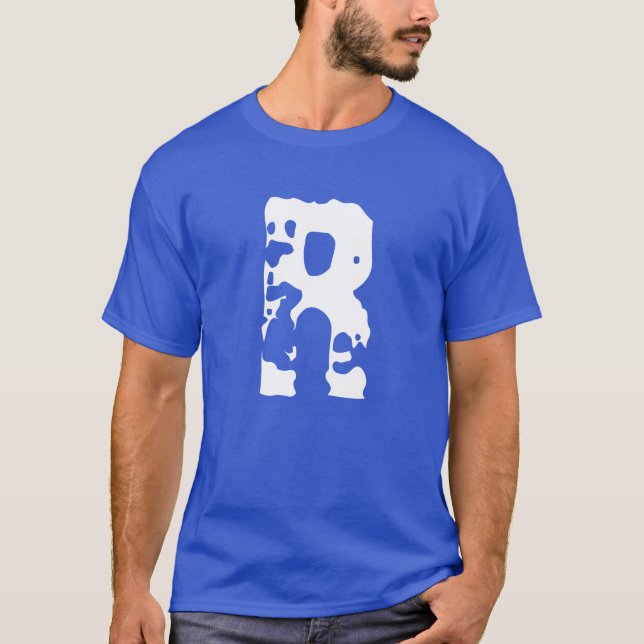 Modern Monogram Initial Add Your Text Deep Blue T-Shirt (Front)