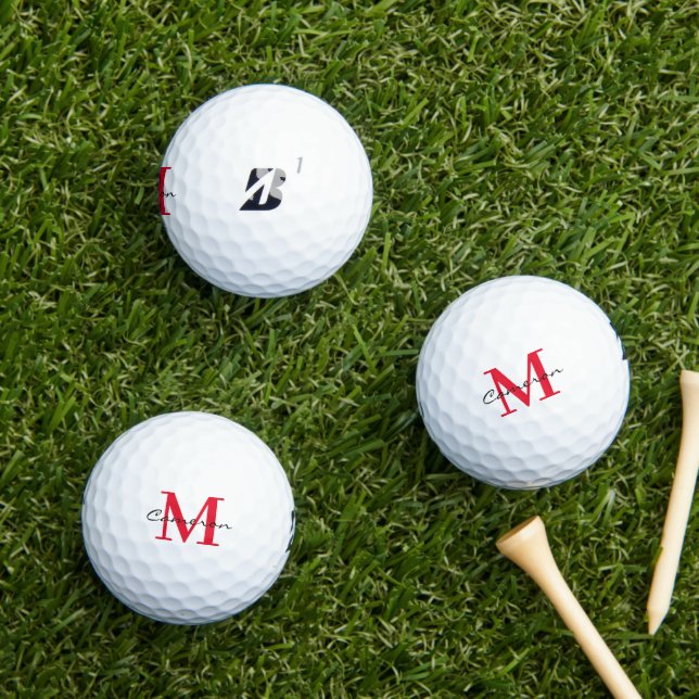 Modern Monogram Initial and Name Personalised Golf Balls (Insitu Grass)