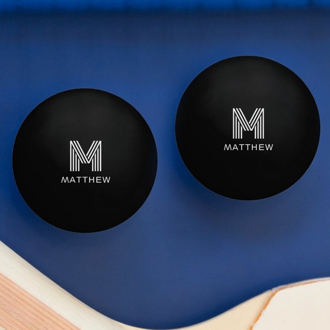 Modern monogram initial and name ping pong ball (Modern monogram initial and name ping pong ball)