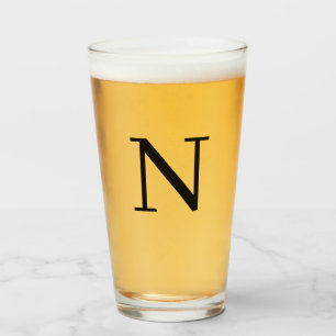 Modern Monogram Initial Beer Glass