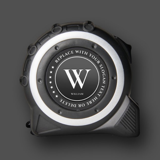 Modern Monogram Initial Construction Black White  1 (Modern Monogram Initial Construction Black White Tape Measure
)