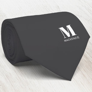 Modern Monogram Initial Crest Personalised Grey Tie