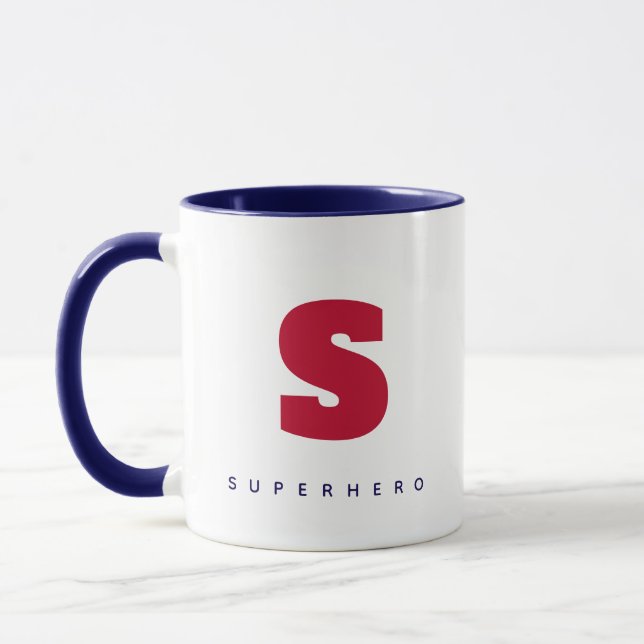 MODERN MONOGRAM INITIAL CUSTOM TEXT MUG (Left)