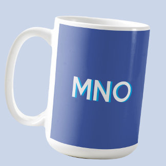 Modern Monogram Initial Drop Shadow Blue Coffee Mug