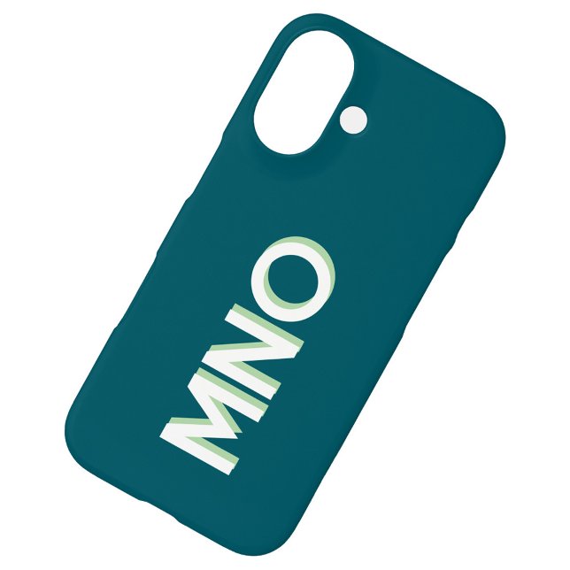 Modern Monogram Initial Drop Shadow Case-Mate iPhone Case (Personalized monogram initials modern drop shadow typography cell phone case in teal green)