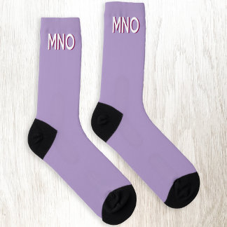 Modern Monogram Initial Drop Shadow Lilac Socks