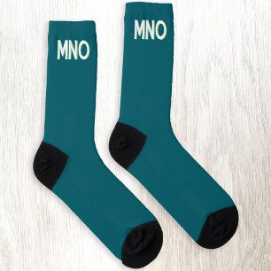 Modern Monogram Initial Drop Shadow Teal Green Socks