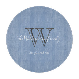 Modern Monogram Initial + Family Name Chic  Cutting Board