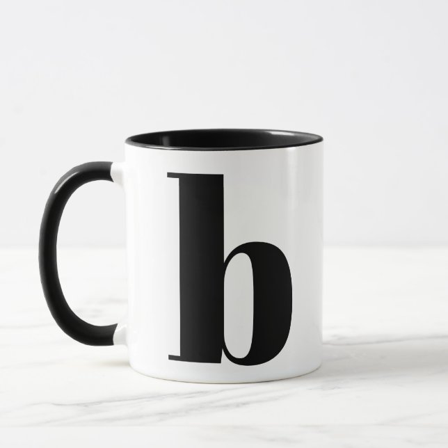 Modern Monogram Initial Letter Black and White B Mug (Left)