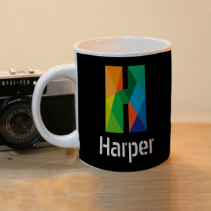 Modern Monogram Initial Letter black  Two-Tone Coffee Mug