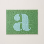 Modern Monogram Initial Letter Blue and Green Jigsaw Puzzle<br><div class="desc">Cute modern monogram in light blue and green</div>