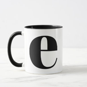 Modern Monogram Initial Letter E Black and White Mug
