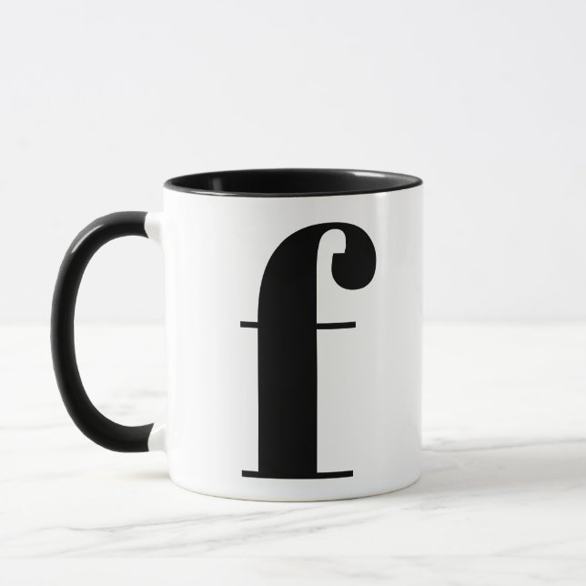 Modern Monogram Initial Letter f Black and White Mug (Left)