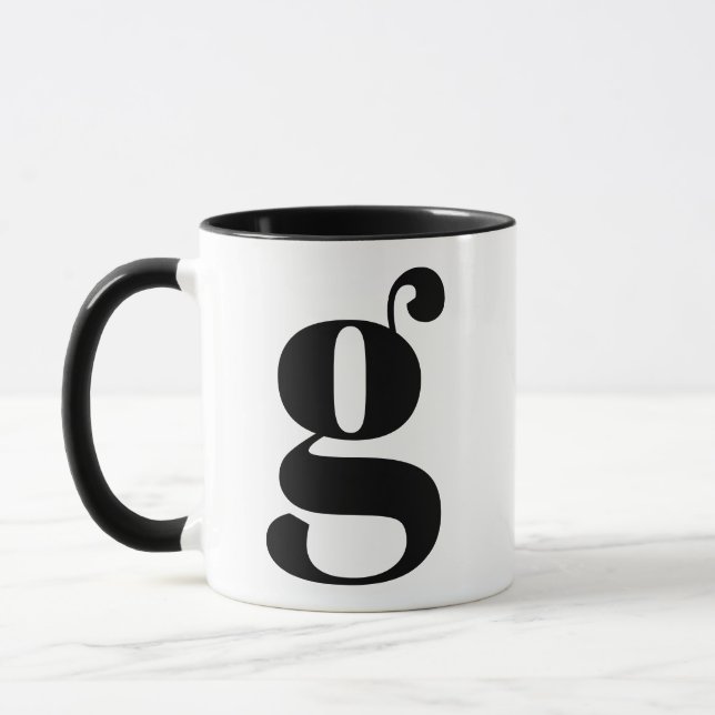Modern Monogram Initial Letter G Black and White Mug (Left)