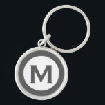 Modern Monogram Initial Letter Grey Key Ring<br><div class="desc">Modern monogrammed keychain with monogram initial in grey and white.</div>