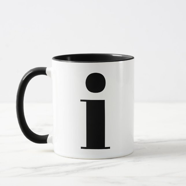 Modern Monogram Initial Letter i Black and White Mug (Left)