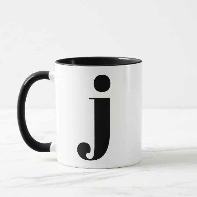 Modern Monogram Initial Letter J Black and White Mug (Left)