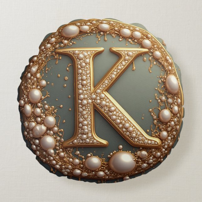 Modern Monogram Initial Letter K Round Cushion (Front)
