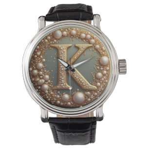 Modern Monogram Initial Letter K Watch