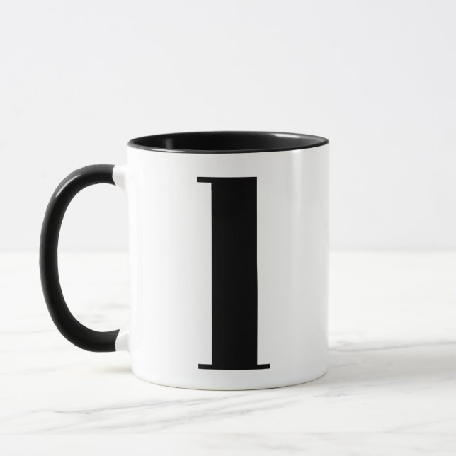 Modern Monogram Initial Letter l Black and White Mug (Left)
