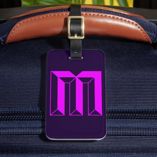 Modern Monogram Initial Letter M Luggage Tag (Front Insitu 2)