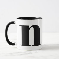 Modern Monogram Initial Letter N Black and White