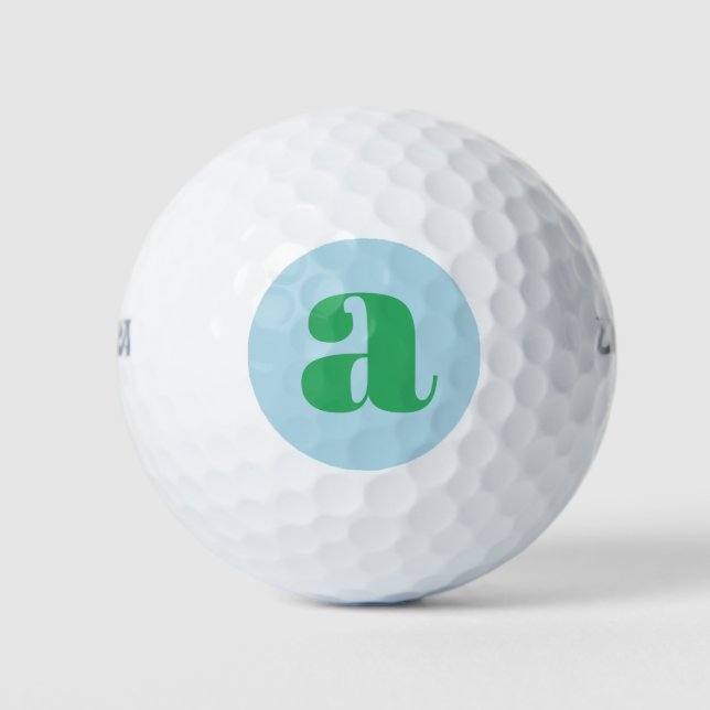 Modern Monogram Initial Letter Pastel Blue Green Golf Balls (Front)