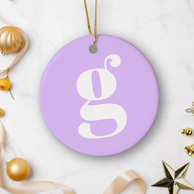 Modern Monogram Initial Letter Pastel Lavender Ceramic Tree Decoration (Creator Uploaded)