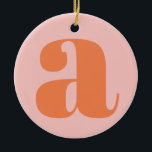 Modern Monogram Initial Letter Pastel Pink Orange Ceramic Tree Decoration<br><div class="desc">Cute modern monogram with the first letter of your choosing,  in pastel pink and orange.</div>
